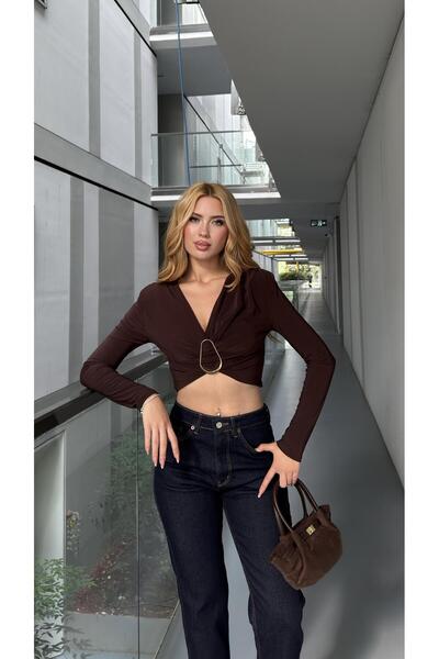 Angel Mia Bluză Sandy cu detaliu cu cataramă maro