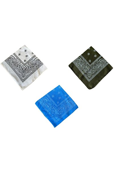 Rupen Kraft 100% Cotton Classic Pattern Unisex 3-Piece Bandana Set Colorful Bandana Ethnic Patterned a Quality Bandana