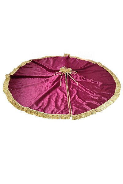MODA NUR Christmas Tree Skirt, Pine Tree Foot Mat Cover, Burgundy Color, Velvet, 90 cm