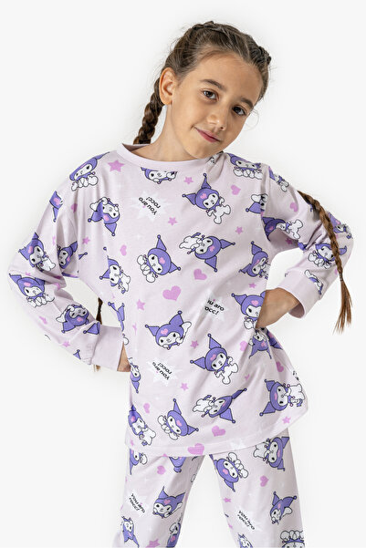 Irmak kids Cat Patterned 100% Cotton Soft Combed Cotton Girls' Pajama Set