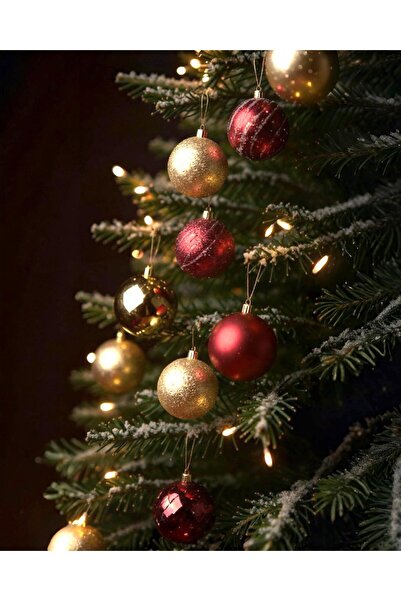 PARTİ SEPETİ Коледна елха луксозна украса с топки, комплект от 8 броя, 8 см