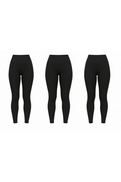 MAVİ QUMSAL Ψηλόμεσο Βασικό Γυναικείο Κολάν Σετ 3 τεμαχίων |   Μόνο το Μαύρο ...