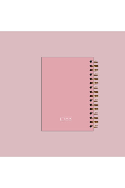 lin notebook A5 15x21 Cm Spiralli Kalın Kapak Çizgili, Tarihli, Not, Okul, Defteri, Pembe Fiyonk Desenli Defter