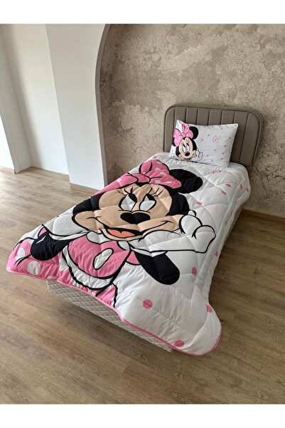 Genel Markalar Minie Mouse Desenli, Çift Taraflı Tek Kişilik Welsoft Uyku Seti