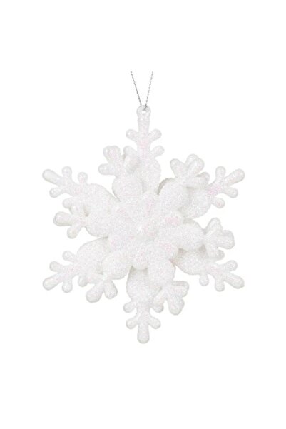 ANTBRO Christmas tree ornament 3D snowflake with white holographic glitter, 10cm
