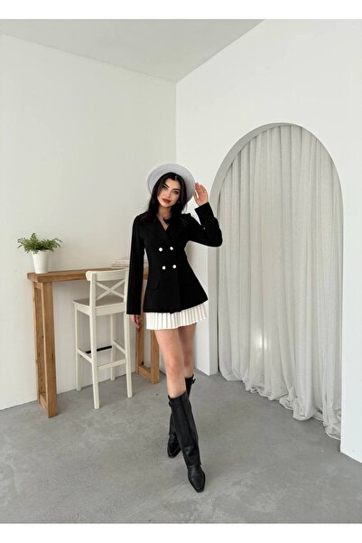 EtikaOnline Valeria Düğmeli Pile Detay Blazer Mini Elbise