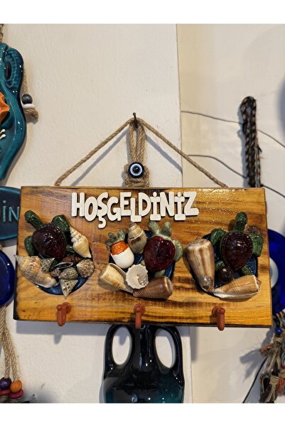 Atak Hediyelik Dekoratif hoşgeldiniz ahşap anahtar askılığı