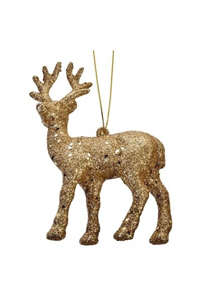 ANTBRO ® Ornament de brad de Crăciun - cerb cu sclipici auriu, 12,5 cm