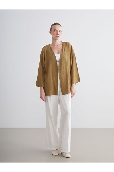 LC Waikiki Lcwaikiki Classic Double Breasted Collar Textured Women's Kimono