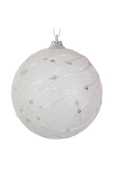 offlimits Set de 4 globuri de Crăciun albe lucioase, DecorCasa, 11 cm