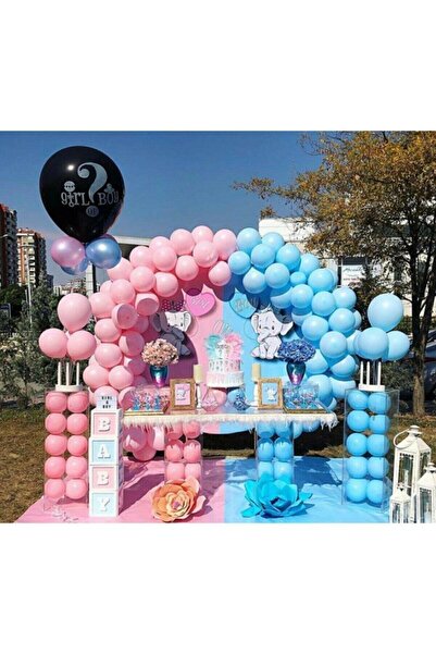 İSTOÇ PARTİ Gender Reveal Party Balloon 50Pcs Balloons + 5 Meters Balloon Chain