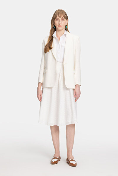 W Collection Off White Embroidered Midi Skirt