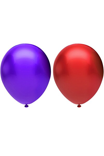 Generic Brand Metallic Balloon Set 50 Pieces (Red, Purple)