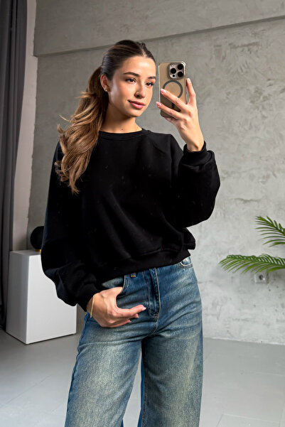 ModaPlaza Hanorac pentru femei cu gât crew, cu 3 fire, 21625