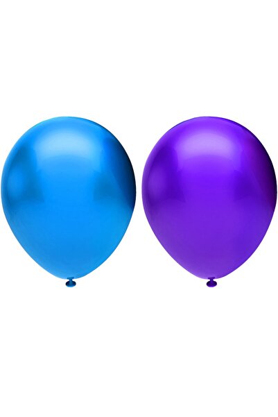 İSTOÇ PARTİ Metallic Balloon Set 100 Pieces (Dark Blue, Purple) + 5 m Balloon...