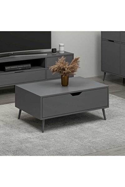 Minar Elina Ayaklı Orta Sehpa - Antrasit/Antrasit