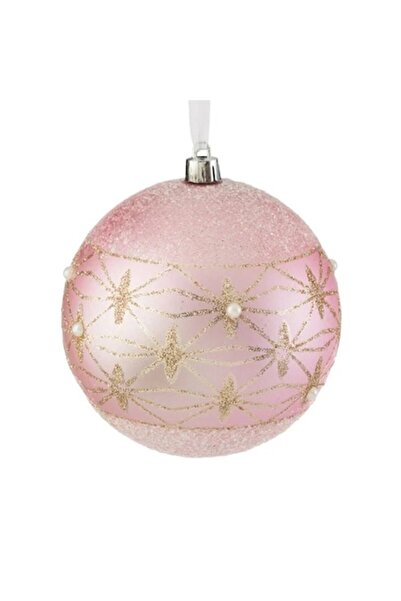 ANTBRO Glob de Crăciun, roz cu sclipici și modele cu sclipici bej-șampanie și...