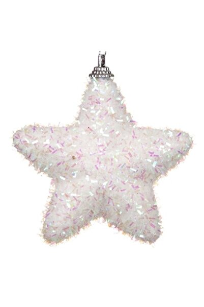 ANTBRO Christmas tree ornament - foam white star with tinsel, 9cm
