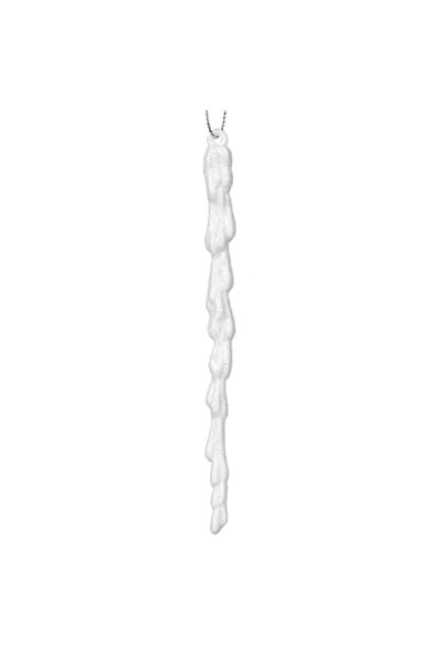 ANTBRO Christmas Tree Ornament, White Icicle with Iridescent Glitter, 16 cm