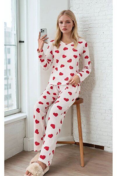 CARLA MARA Піжамний комплект з довгими рукавами та серцевим візерунком