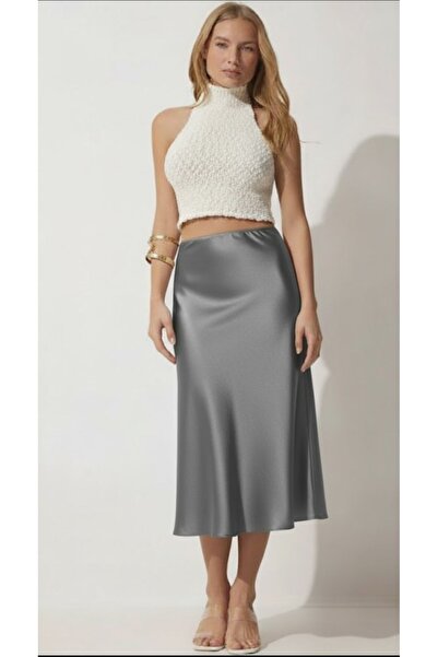 MERİT FASHION Saten Midi Boy Etek