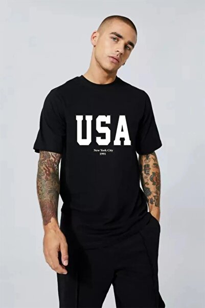 HOFFNUNG Tricou unisex din bumbac supradimensionat cu guler rotund