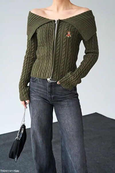 cemo Cardigan with Bear with Zipper