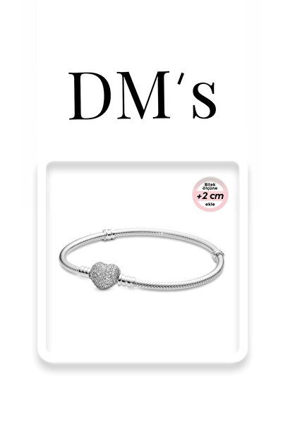 DM’s Silver Taşlı Kalpli Gümüş Bileklik