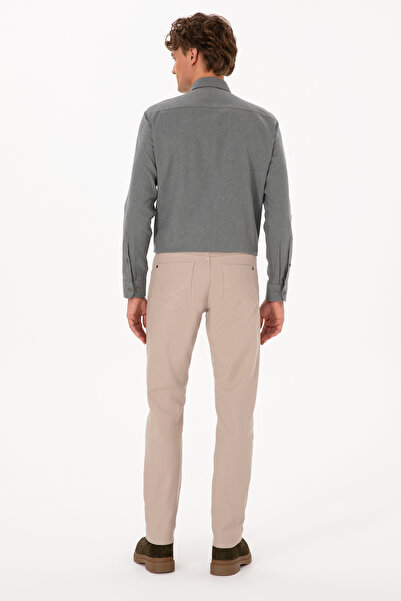 U.S. Polo Assn. Men's Dark Beige Slim Fit Canvas / Chino Trousers 50310340-Vr088