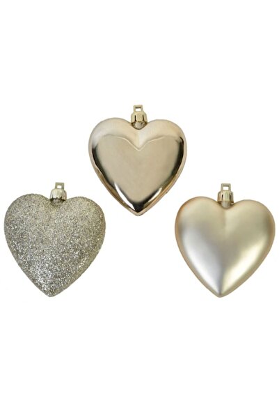 OEM Set de 6 globuri de Crăciun în formă de inimă, 7 cm