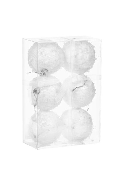 ANTBRO Set of 6 Antbro® white Christmas tree baubles, model sagre, 8 cm