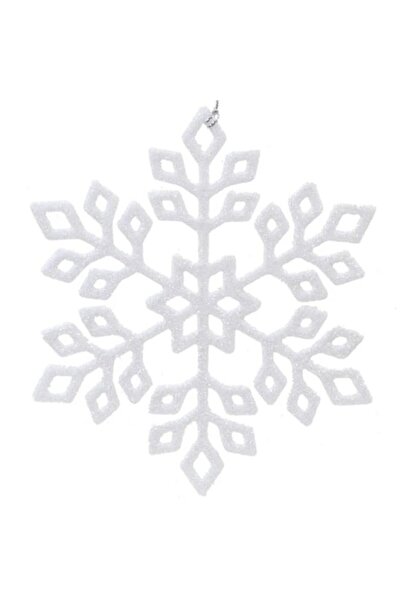 ANTBRO Christmas Tree Ornament - White Glitter Snowflake, 15 cm