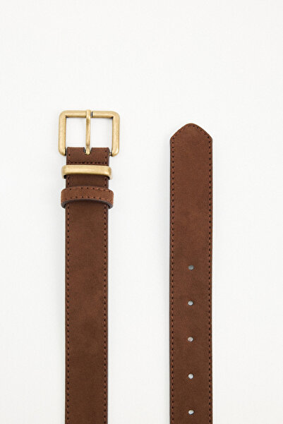 LUTVELIZADE Curea 2503 - Curea de damă din piele intoarsa maro amar cu catara...