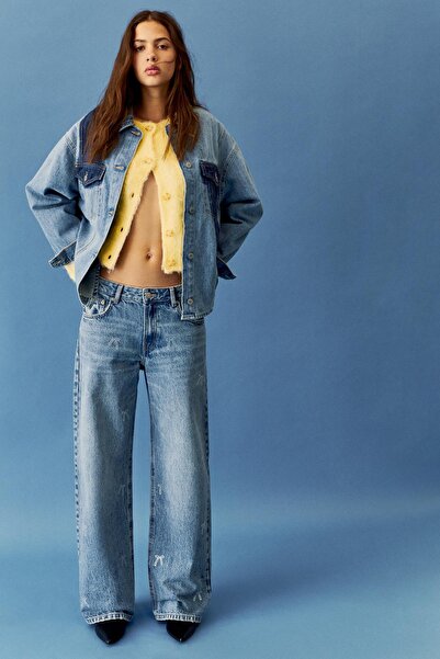 Pull & Bear Kurdele Detaylı Straight Jean