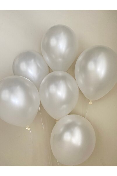 Öz-bal 5 Adet Metalik Beyaz Balon Seti – Doğum Günü, Baby Shower ve Düğün Par...