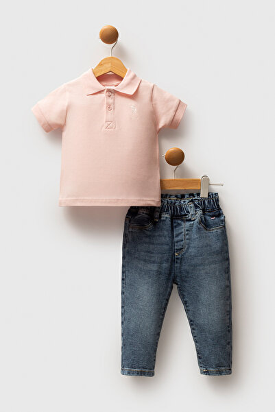 U.S. Polo Assn. طقم تي شيرت بياقة بولو من القطن بنسبة 100% للفتيات الصغيرات، ...