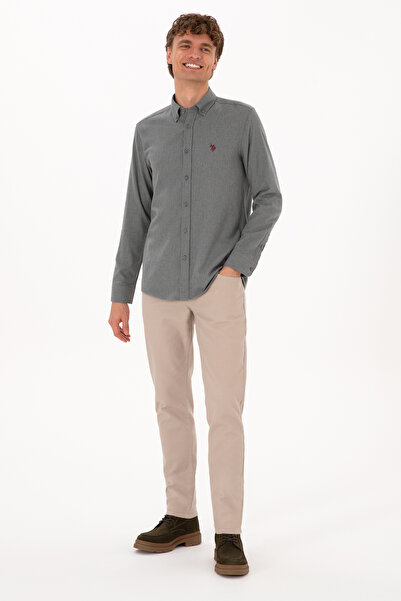 U.S. Polo Assn. Erkek Gri Uzun Kollu Basic Gömlek 50316721-VR024