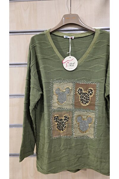 Park Moda V Neck Blouse Leopard Printed