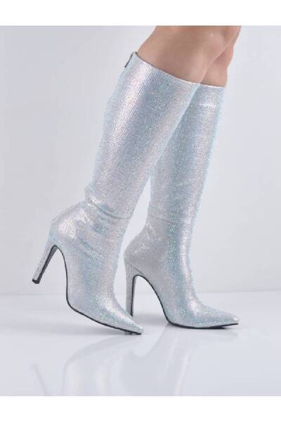 Şanslı Ayakkabıcılık Silver Stone Thin Heeled Long Boots