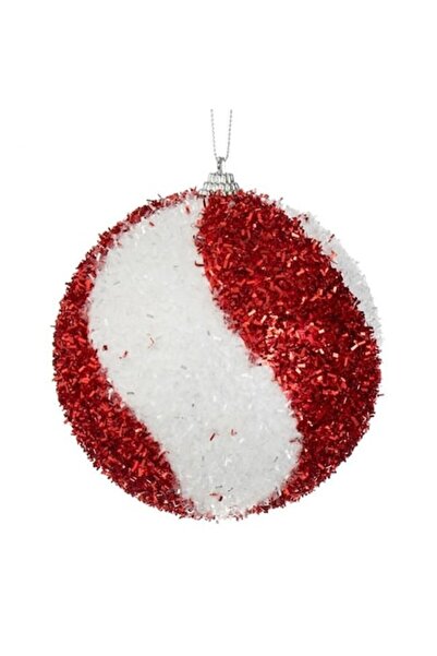 ANTBRO Glob de Crăciun din spumă cu beteală roșie și formă de bomboane cu dun...