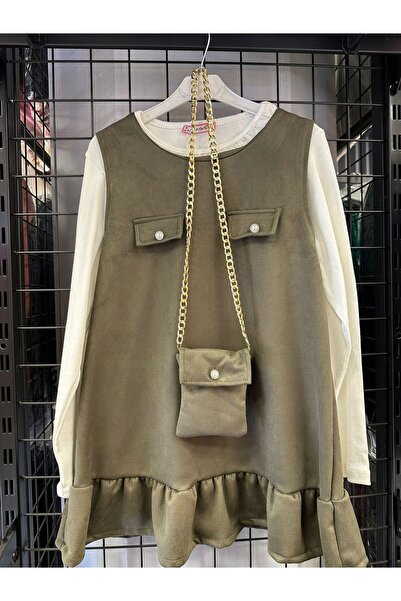 Asortix boutique Kız çocuk (Süet kumaş) fırfır detaylı Elbise - Body dahildir.