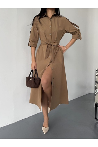 CARLA MARA Rochie cu curea din material cupra importat