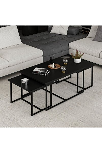 Minar Levada 3'lü Zigonlu Sehpa - Siyah