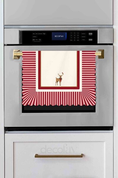 decofav Winter Whispers Kırmızı – Ren Geyiği ve Kırmızı Kuş Lazer Kesim Fırın...