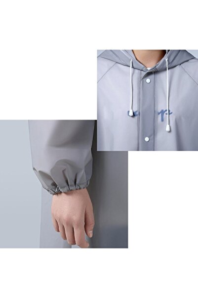 Optim Solution Rain Poncho for Adults, EVA, Waterproof, Windproof, Hooded, Side Snaps, Unisex, Gray