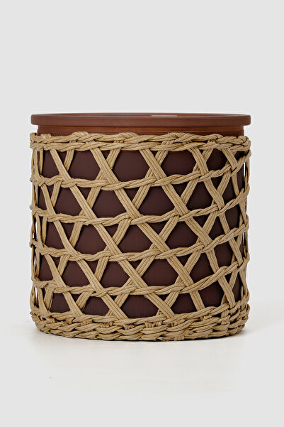 French Connection Woven Detail Brown Black Cherry & Cedarwood Candle 425G
