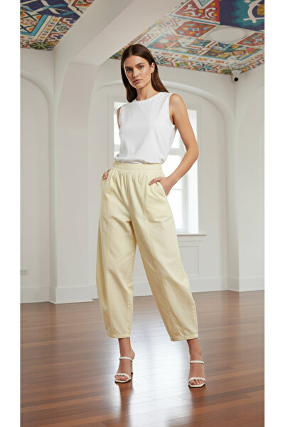 Ozan KOÇ Kadın %100 Pamuk Cepli Gabardin Şalvar Pantolon