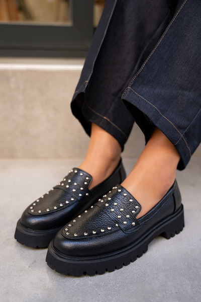 LAMİNTA Sorley Black Trock Genuine Leather Women's Loafer