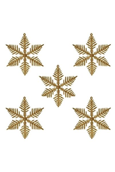 ANTBRO Ornament de Crăciun pentru brad - fulgi de zăpadă cu sclipici auriu, 1...