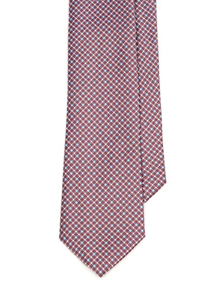 6AM Ceremony Classic cherry tie with geometric pattern